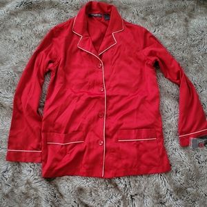 Chanteuse Intimates Two Piece Red Polyester Pajama Set Size Medium